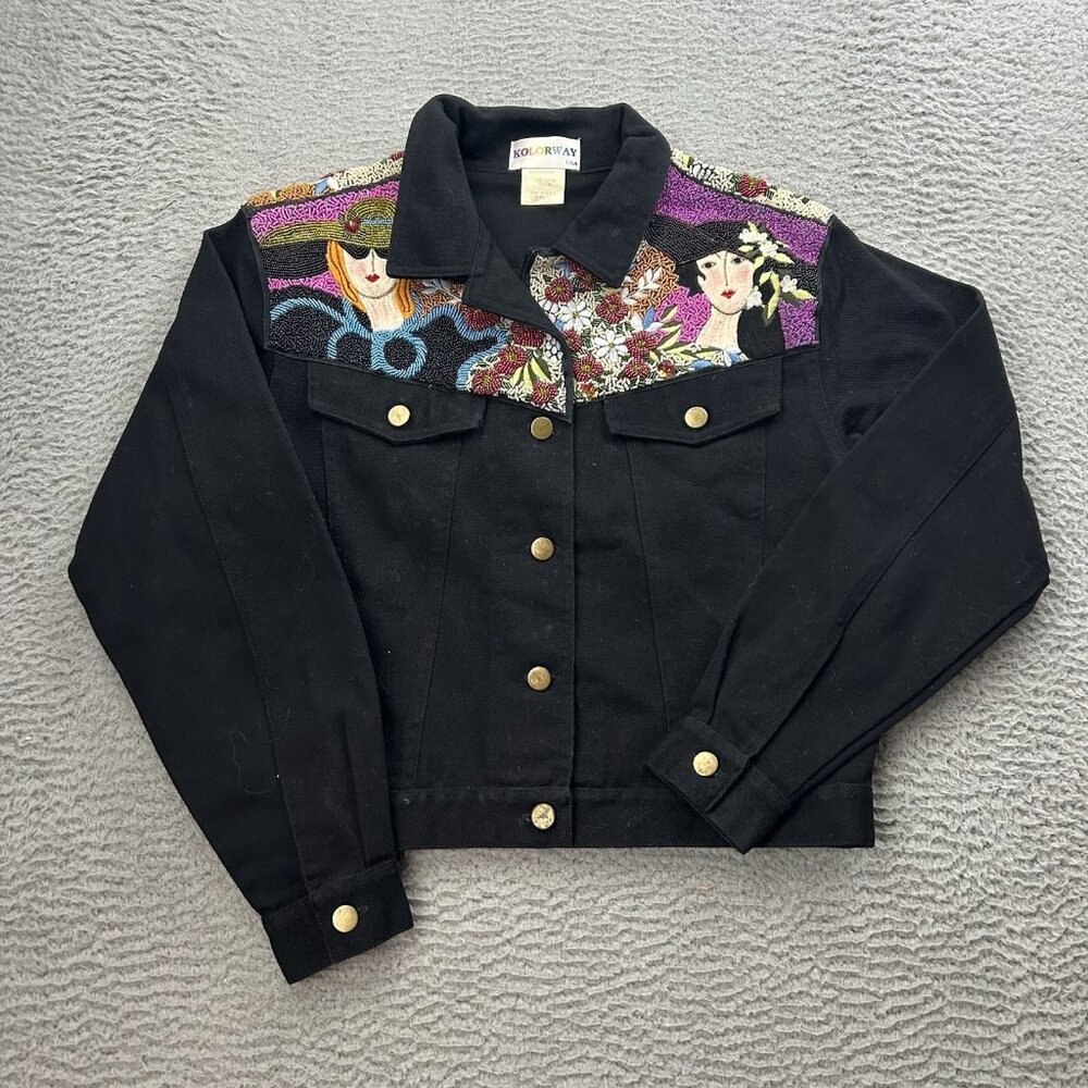 Kolorway USA Blazer Women’s Beaded Black Size Small Colorful Women